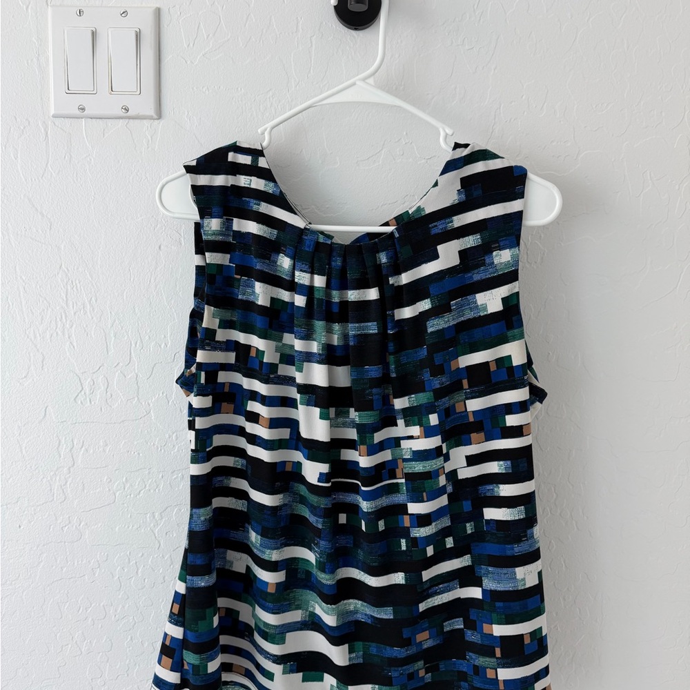 Calvin Klein Blue, Gold, Green and Black Geometric Blouse